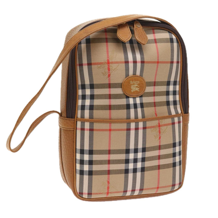 BURBERRYSs Nova Check Hand Bag Nylon Canvas Beige Auth 55746