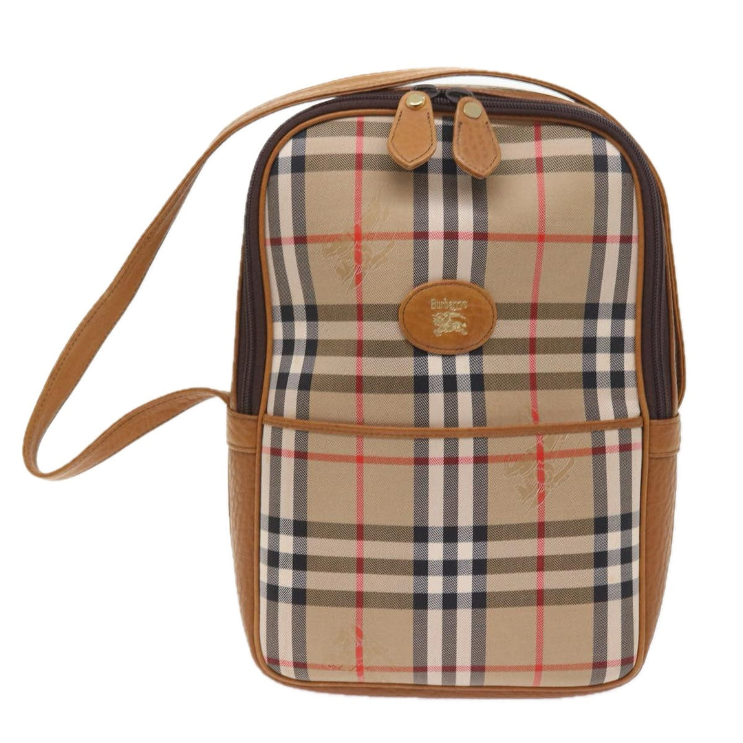 BURBERRYSs Nova Check Hand Bag Nylon Canvas Beige Auth 55746