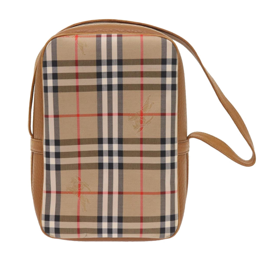 BURBERRYSs Nova Check Hand Bag Nylon Canvas Beige Auth 55746