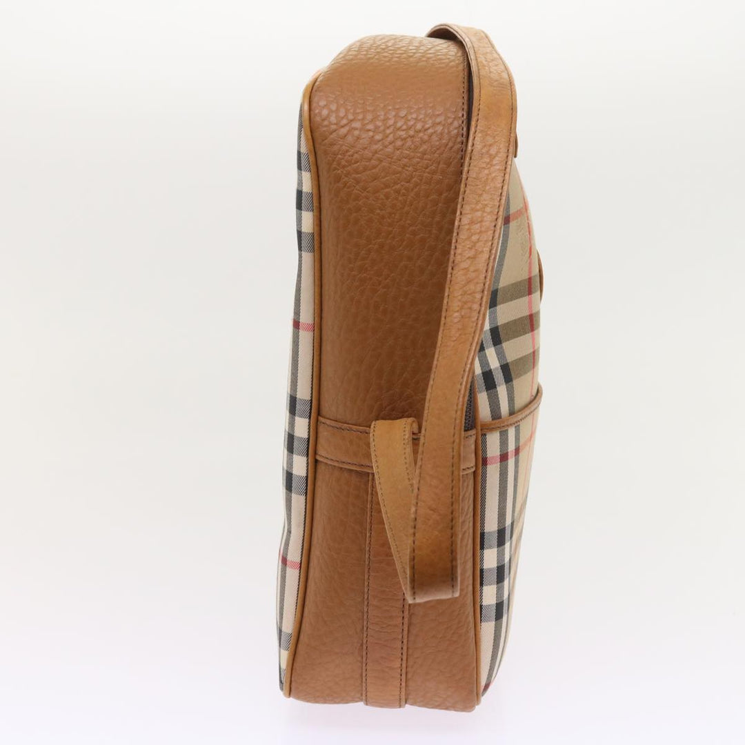 BURBERRYSs Nova Check Hand Bag Nylon Canvas Beige Auth 55746