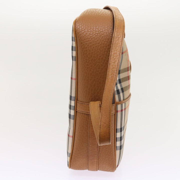 BURBERRYSs Nova Check Hand Bag Nylon Canvas Beige Auth 55746