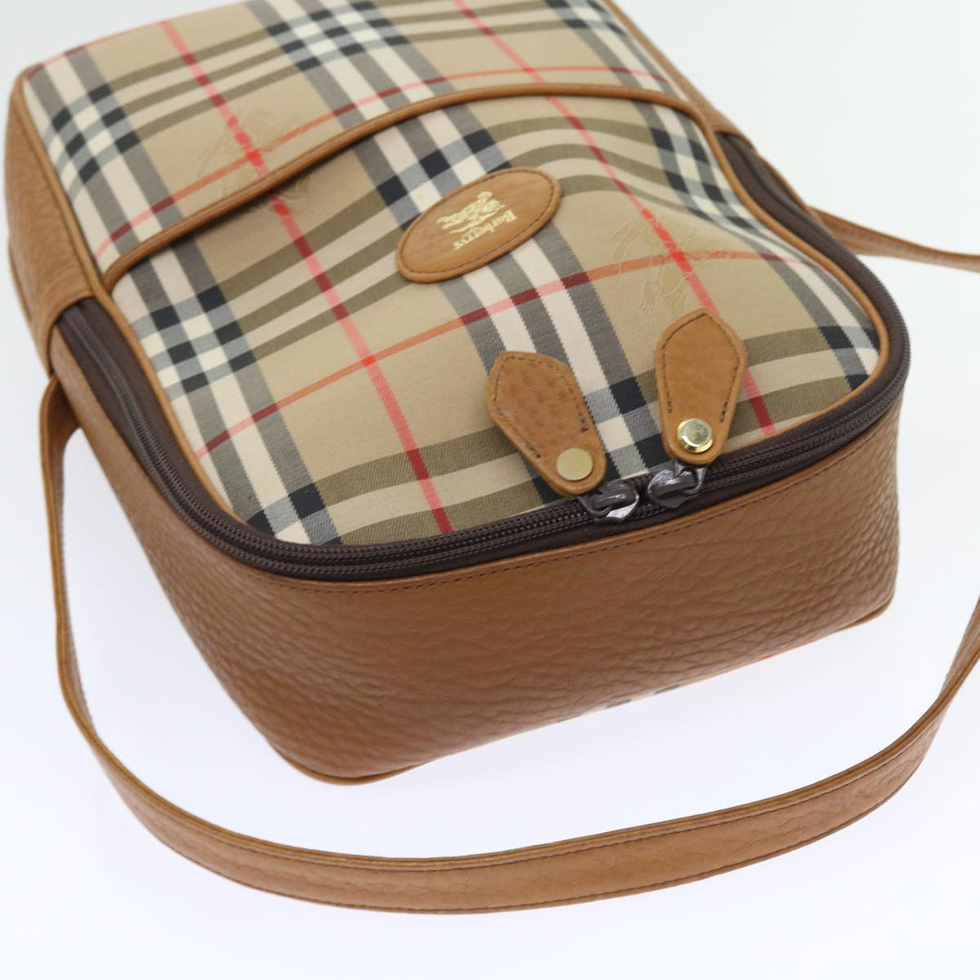 BURBERRY s Nova Check Hand Bag Nylon Canvas Beige Auth 55746