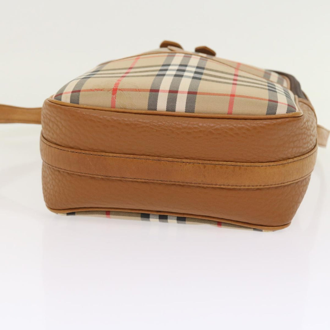 BURBERRYSs Nova Check Hand Bag Nylon Canvas Beige Auth 55746