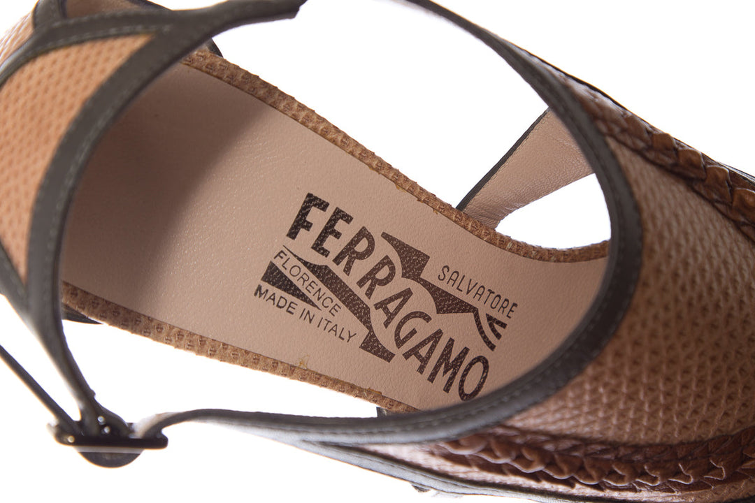 Salvatore Ferragamo Brown and Olive Sandals SZ 6
