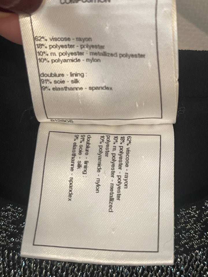 Top Quality Chanel Silver Metallic Long-Sleeve Top and Leggings Set Size FR 34/36 (UK 6/8)
