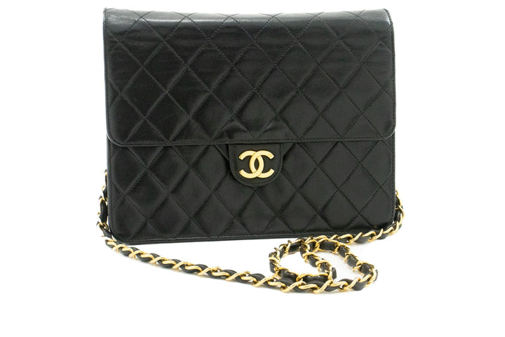 Chanel Small Chain Shoulder Bag Clutch Black Quilted New Lambskin