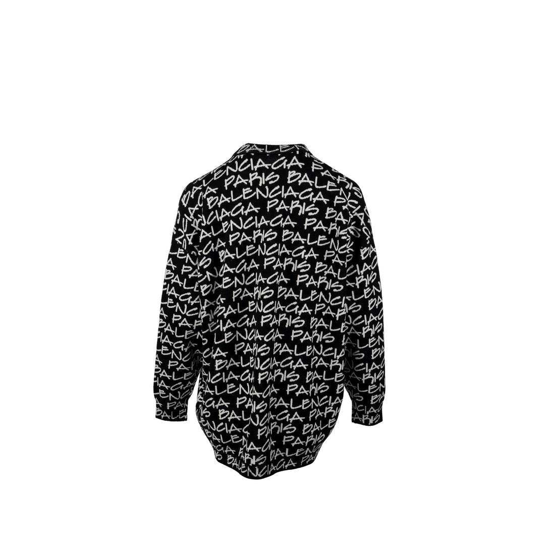Top Quality Balenciaga Size M Long Sleeve Sweater Virgin Wool Black/White