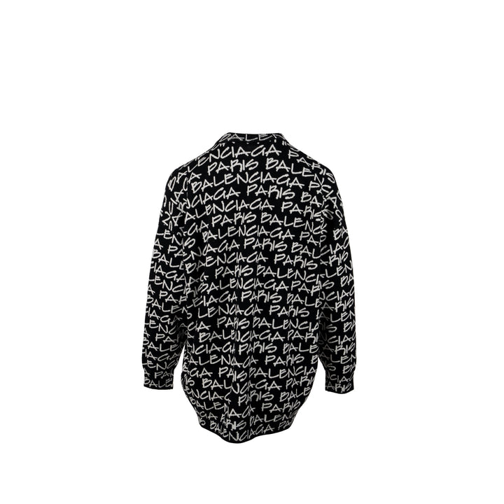Top Quality Balenciaga Size M Long Sleeve Sweater Virgin Wool Black/White