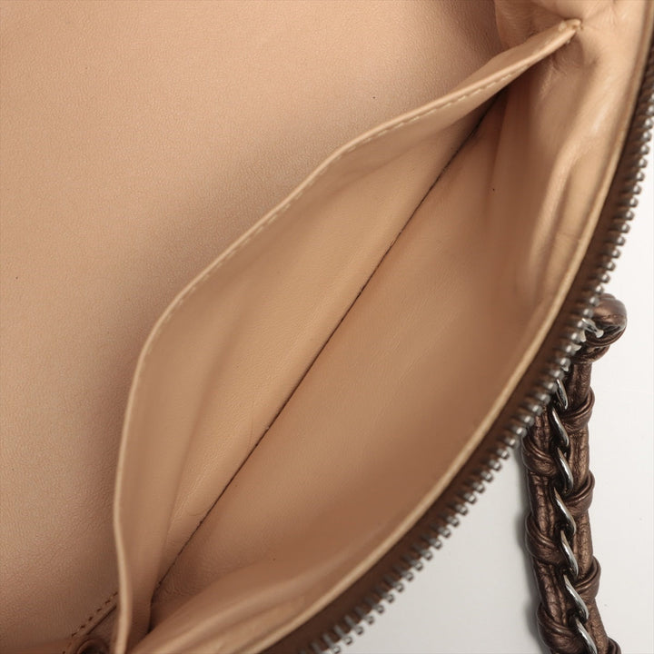 Top Quality Chanel Coco Leather Chain Shoulder Bag Brown Silver G