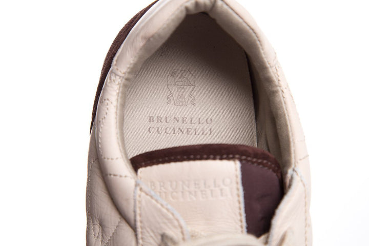 Brunello Cucinelli Brown Suede & Leather Glitter Sneakers SZ 40