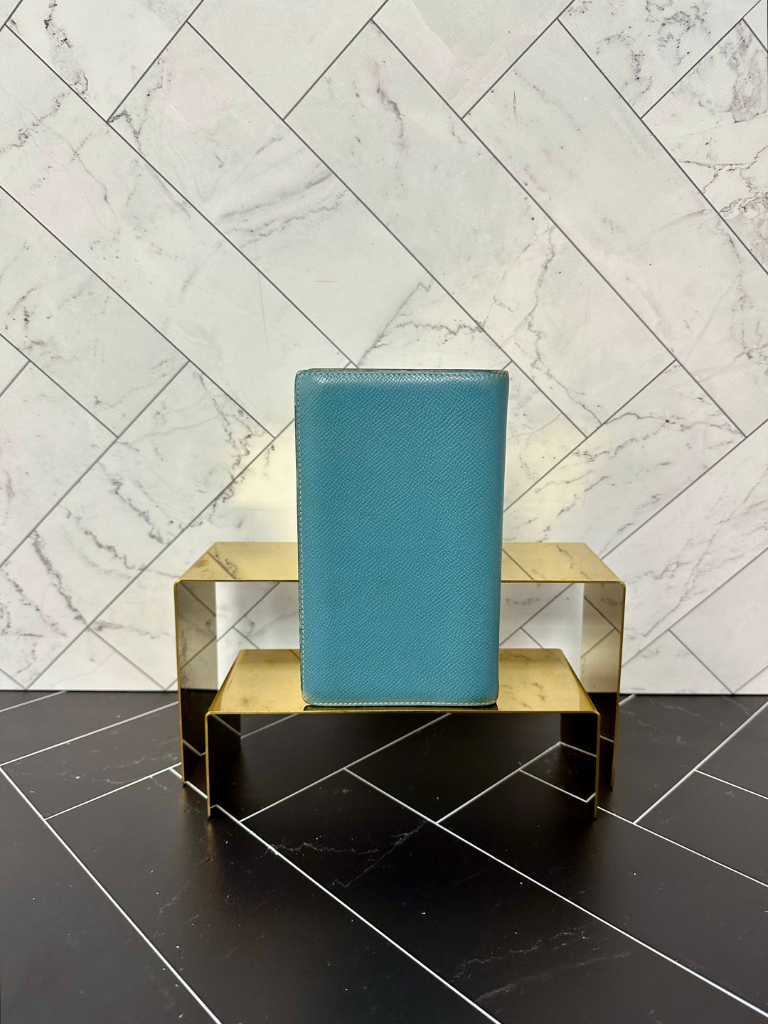 Premium Handmade Hermes Baby Blue Leather Passport Holder