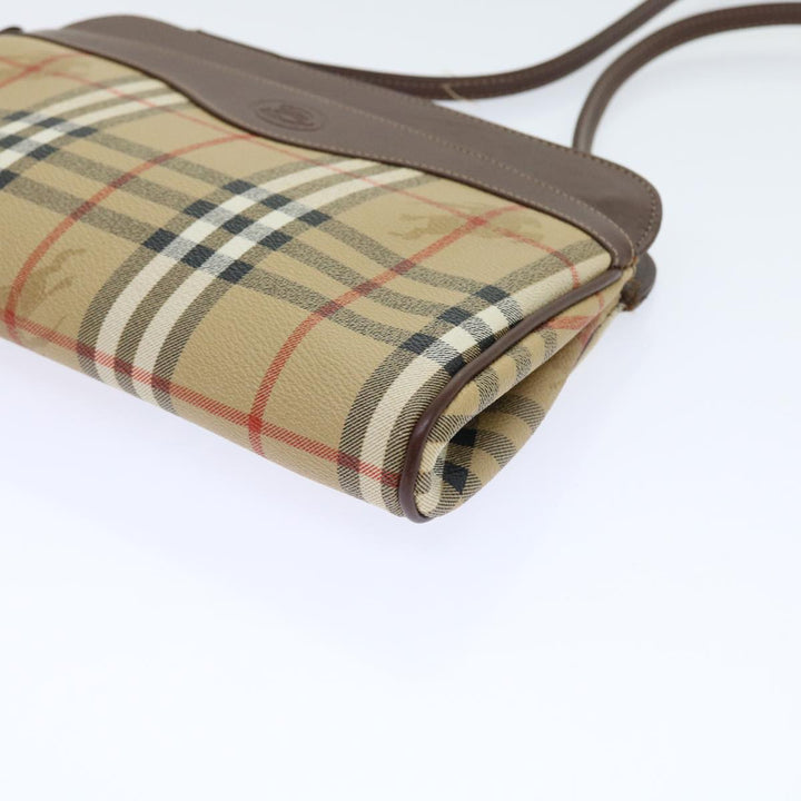 BURBERRYSs Nova Check Shoulder Bag PVC Leather Beige Auth 56202