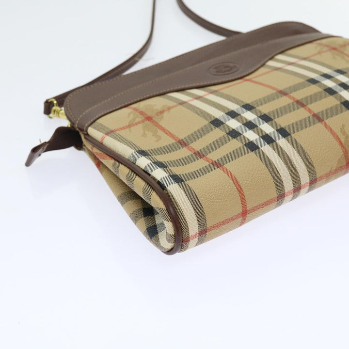 BURBERRYSs Nova Check Shoulder Bag PVC Leather Beige Auth 56202