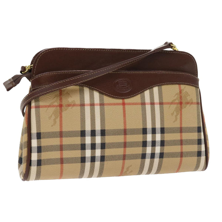 BURBERRYSs Nova Check Shoulder Bag PVC Leather Beige Auth 56202