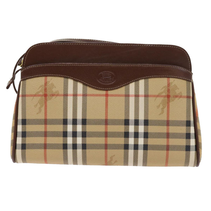 BURBERRYSs Nova Check Shoulder Bag PVC Leather Beige Auth 56202