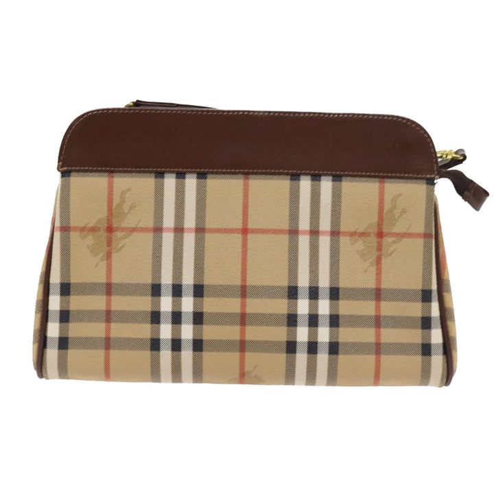 BURBERRYSs Nova Check Shoulder Bag PVC Leather Beige Auth 56202