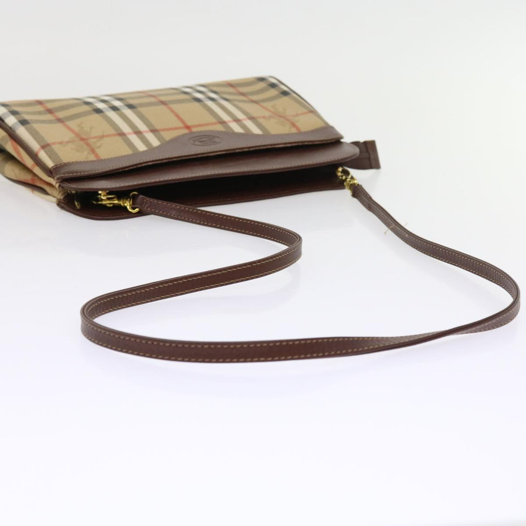 BURBERRYSs Nova Check Shoulder Bag PVC Leather Beige Auth 56202