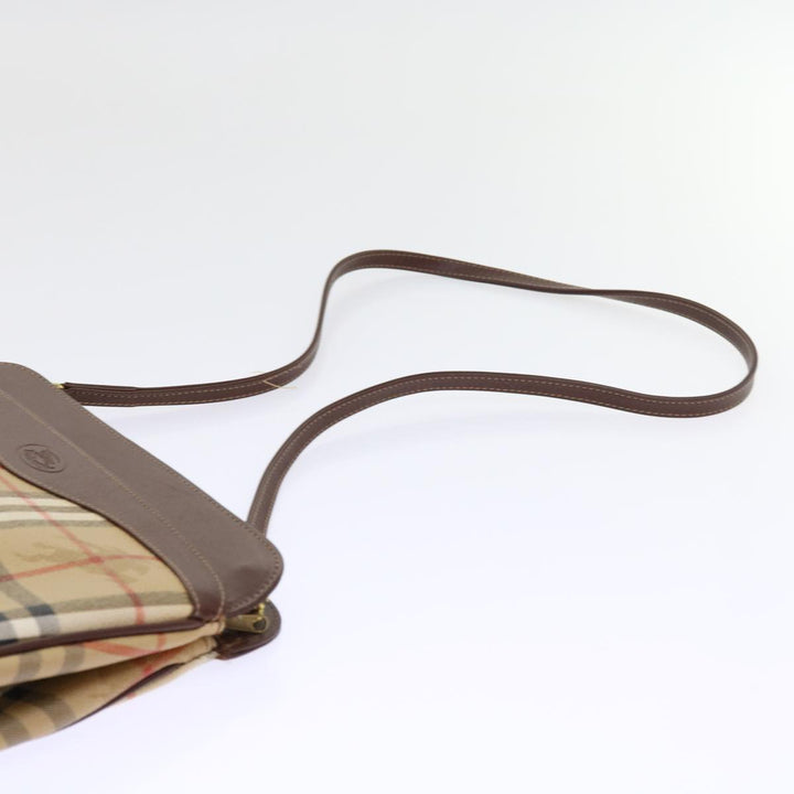 BURBERRYSs Nova Check Shoulder Bag PVC Leather Beige Auth 56202