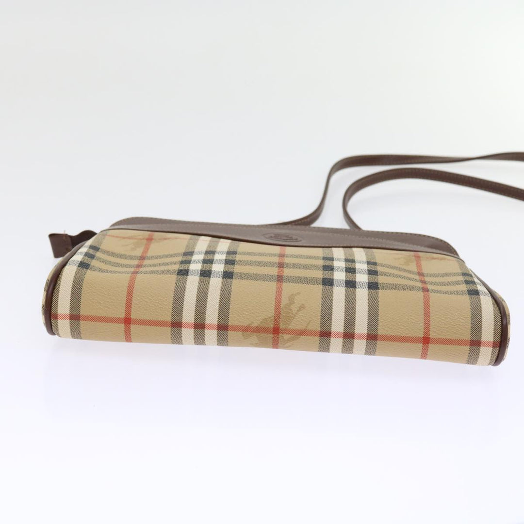 BURBERRYSs Nova Check Shoulder Bag PVC Leather Beige Auth 56202