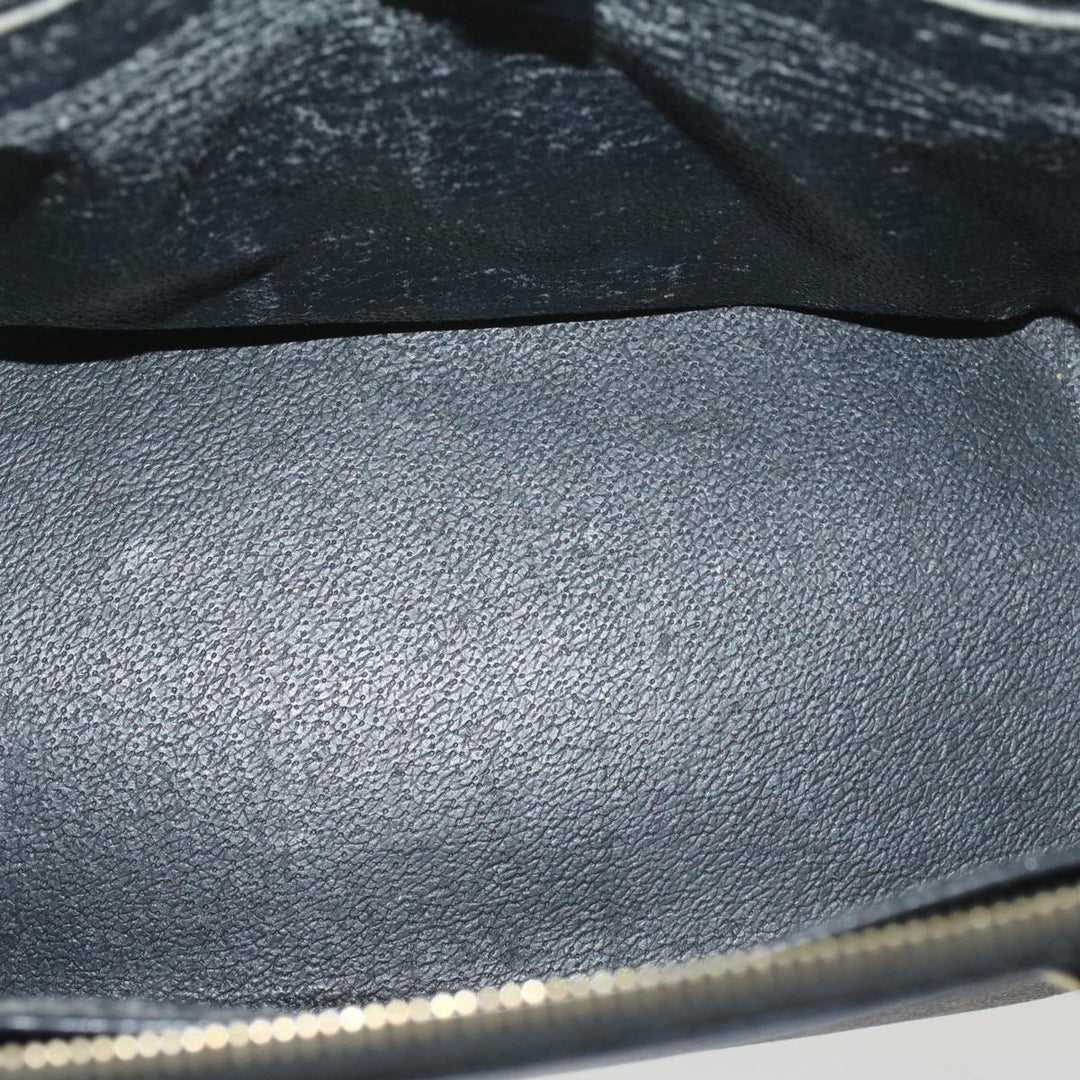 Celine Macadam Canvas Hand Bag PVC Leather Black Brown  56309