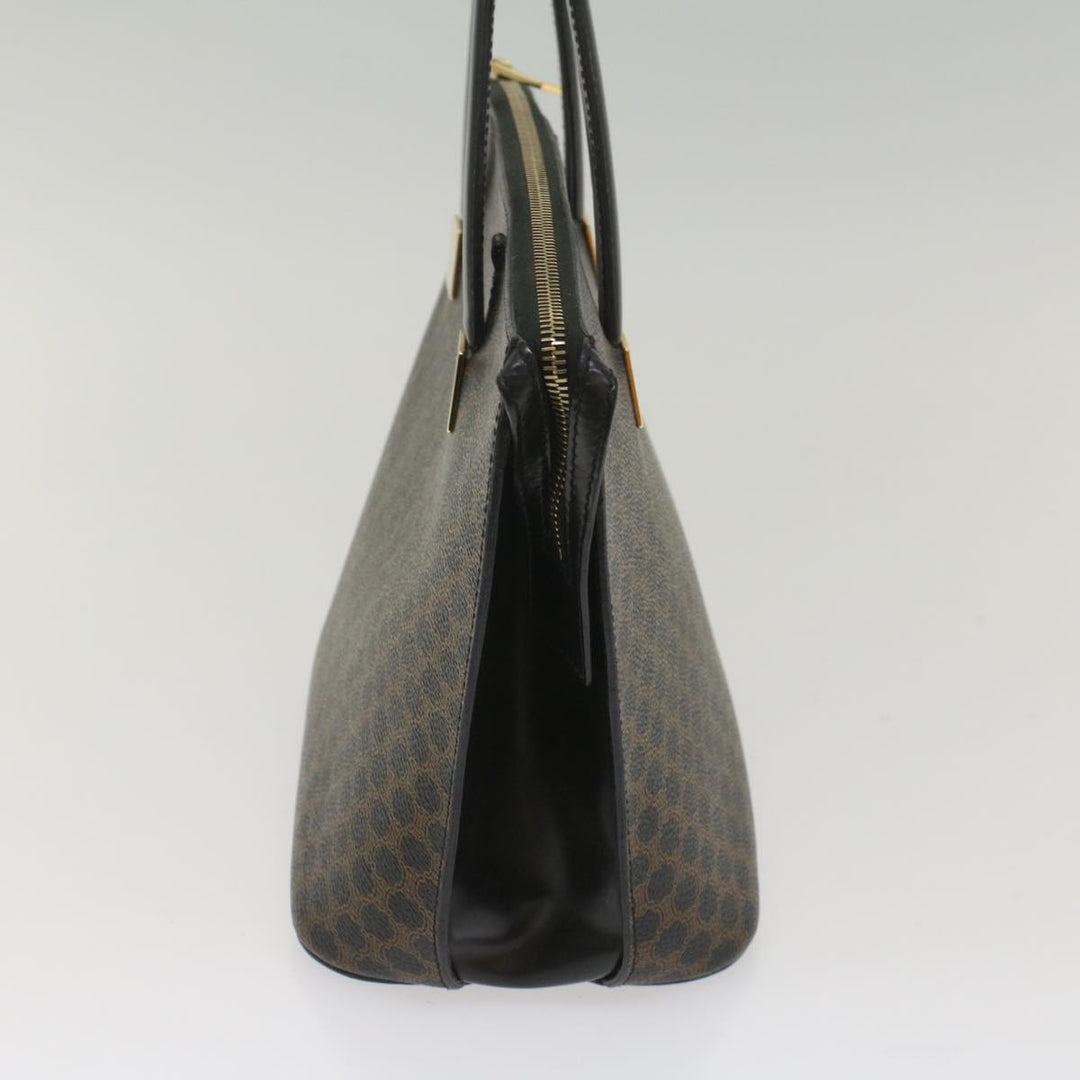 Celine Macadam Canvas Hand Bag PVC Leather Black Brown  56309