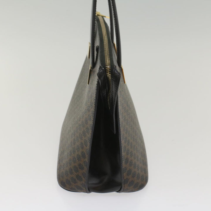 Celine Macadam Canvas Hand Bag PVC Leather Black Brown  56309