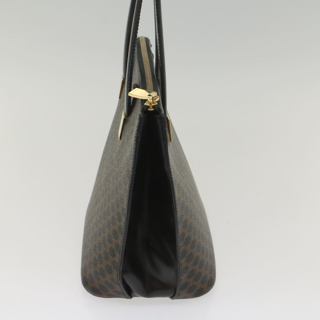 Celine Macadam Canvas Hand Bag PVC Leather Black Brown  56309