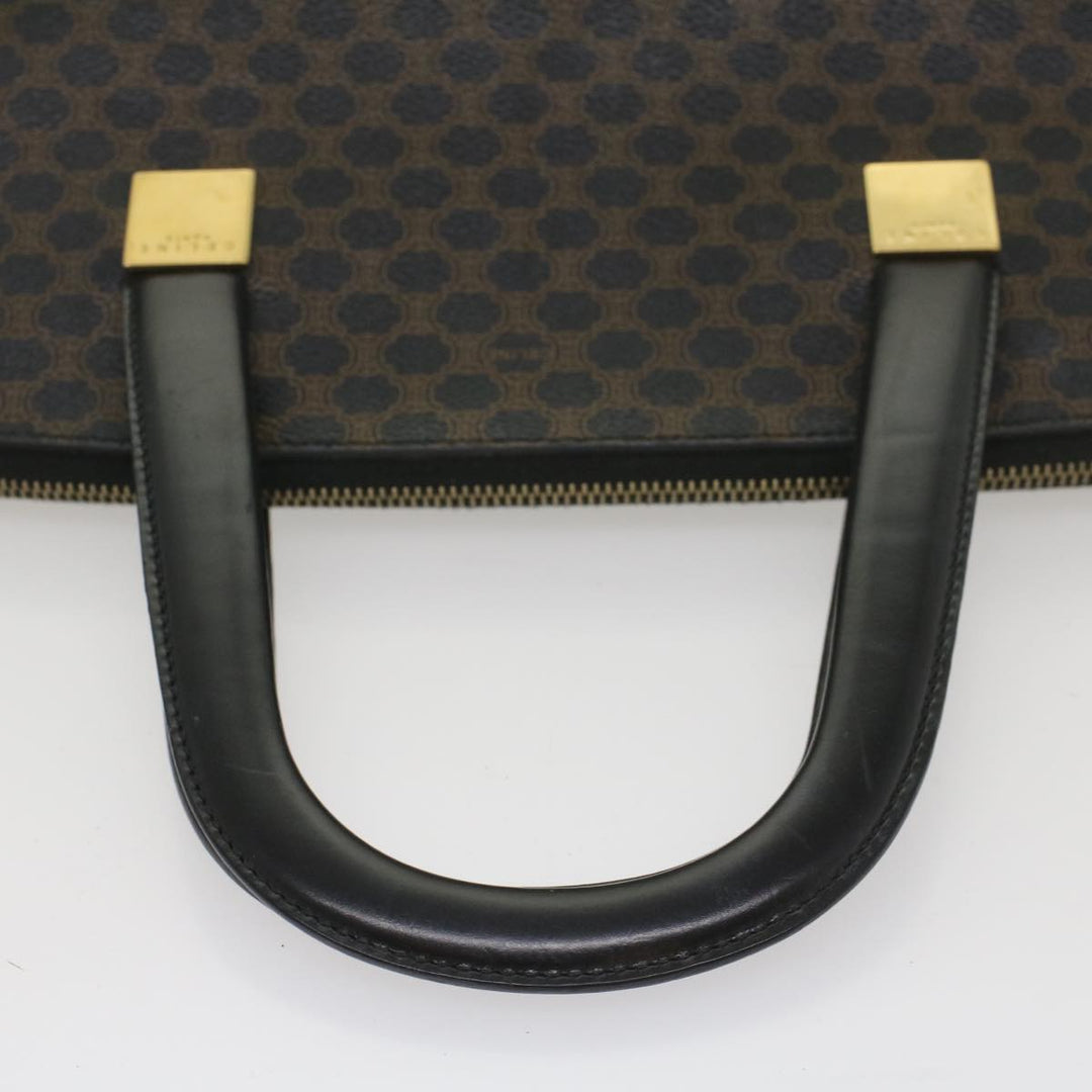 Celine Macadam Canvas Hand Bag PVC Leather Black Brown  56309