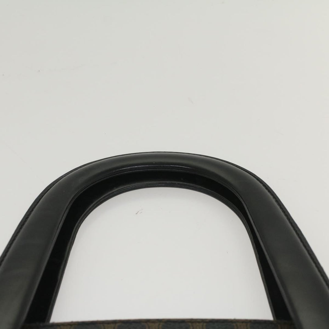 Celine Macadam Canvas Hand Bag PVC Leather Black Brown  56309