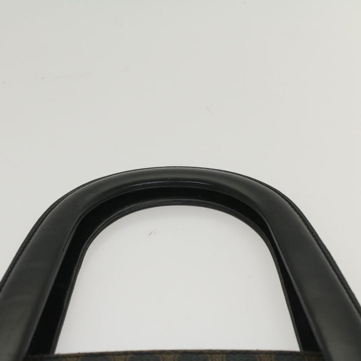 Celine Macadam Canvas Hand Bag PVC Leather Black Brown  56309
