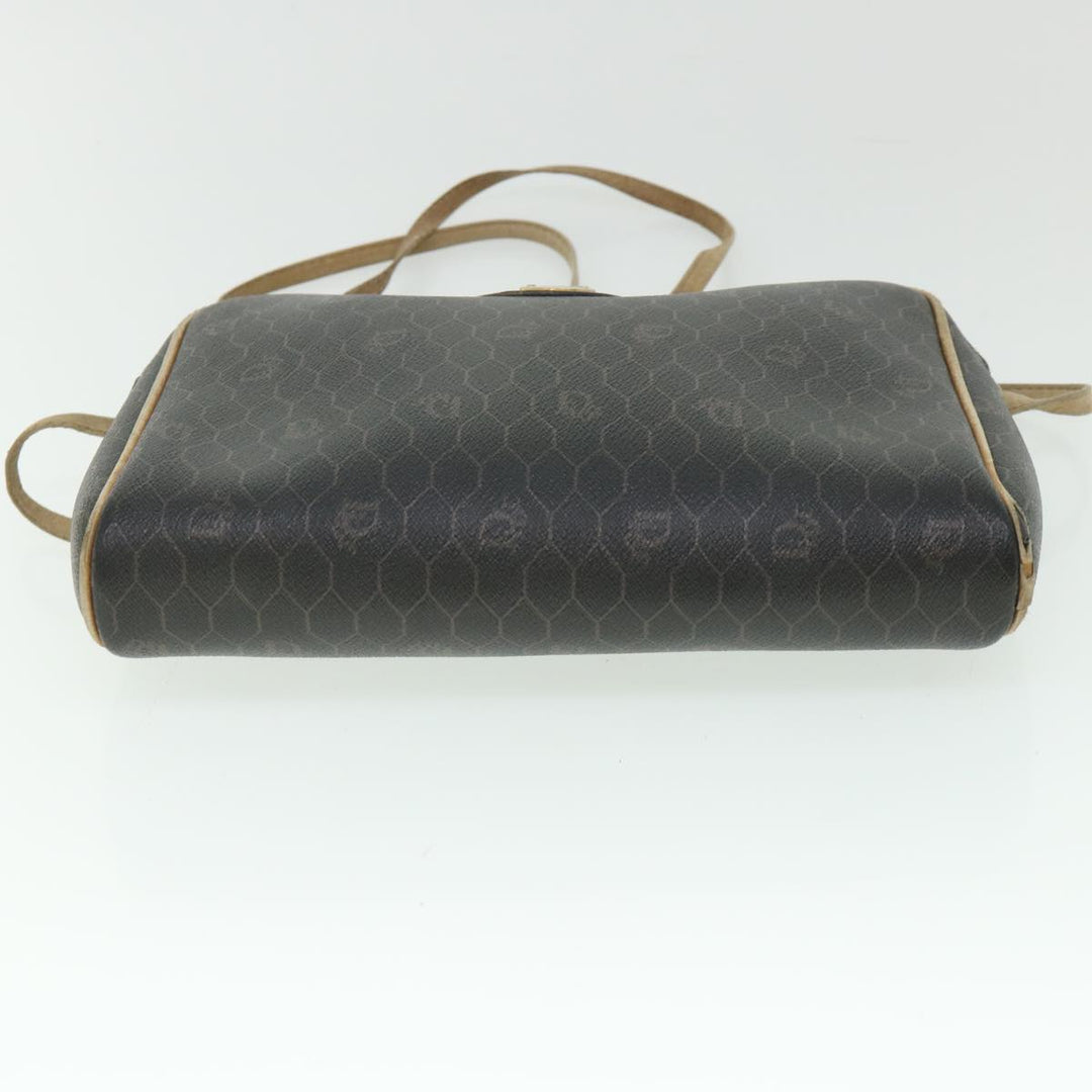 CHRISTIAN Top quality Dior Honeycomb Canvas Shoulder Bag PVC Leather Black Auth 56325