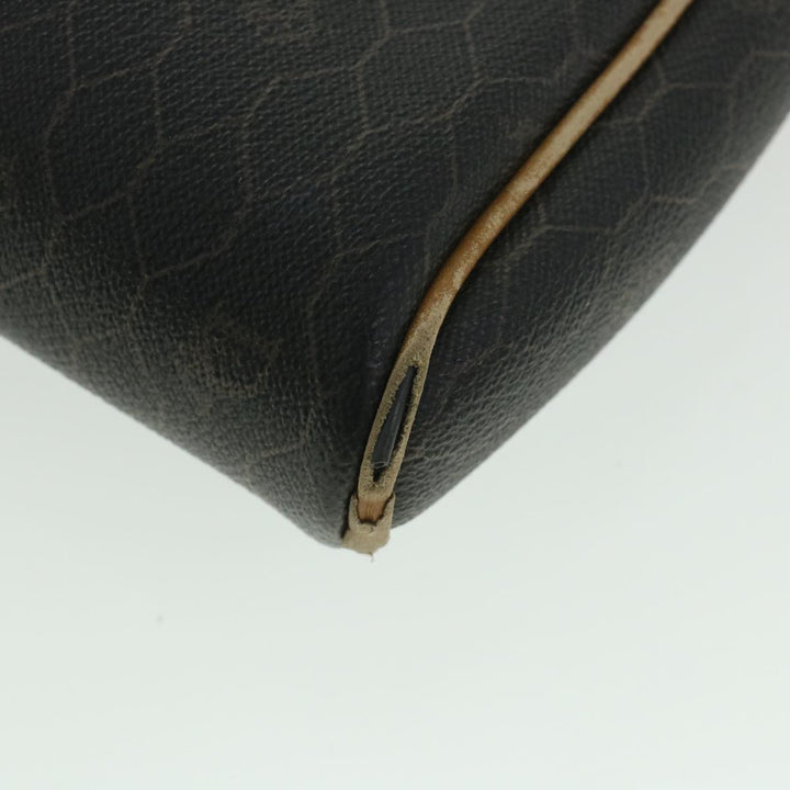 CHRISTIAN Top quality Dior Honeycomb Canvas Shoulder Bag PVC Leather Black Auth 56325