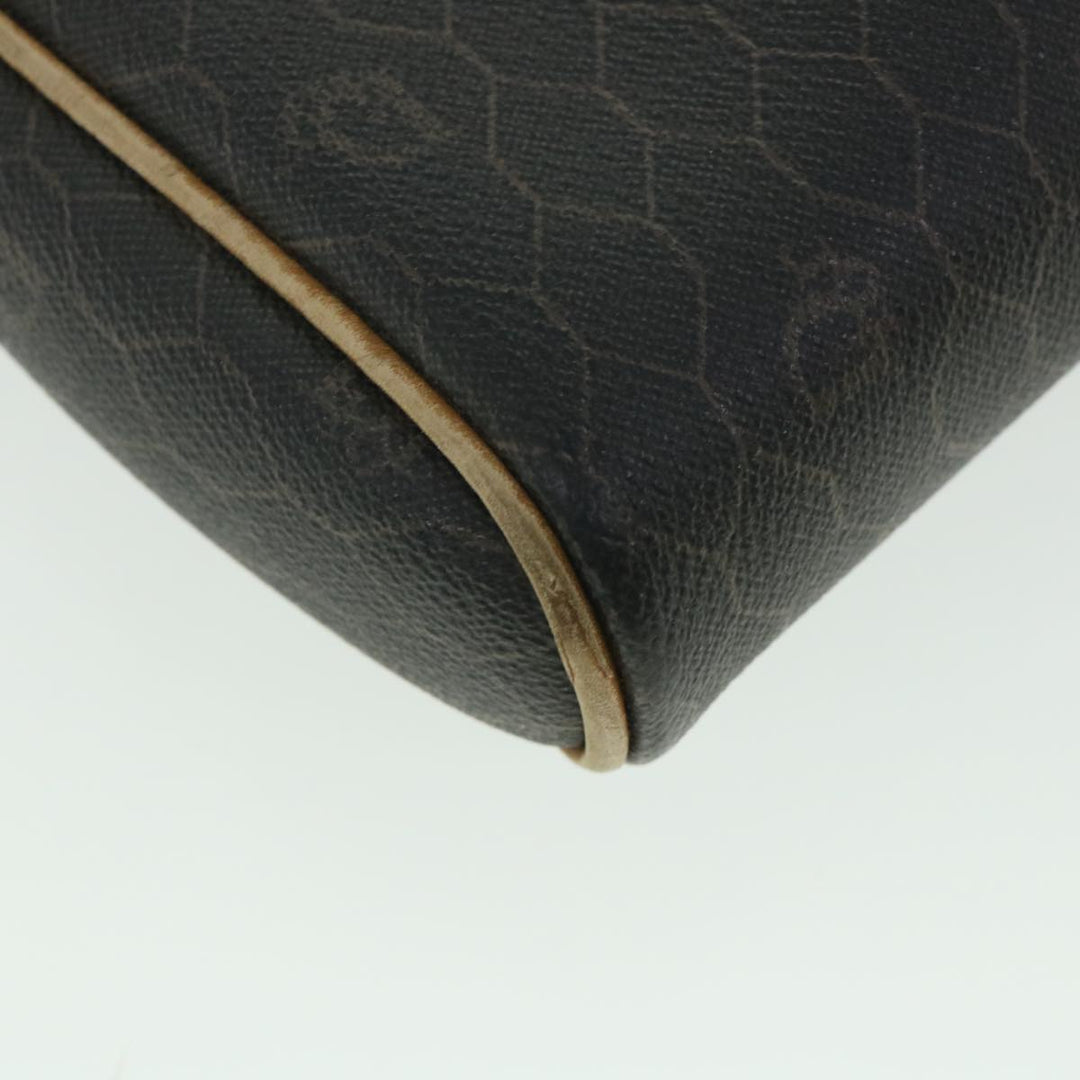 CHRISTIAN Top quality Dior Honeycomb Canvas Shoulder Bag PVC Leather Black Auth 56325