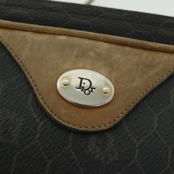 CHRISTIAN Top quality Dior Honeycomb Canvas Shoulder Bag PVC Leather Black Auth 56325