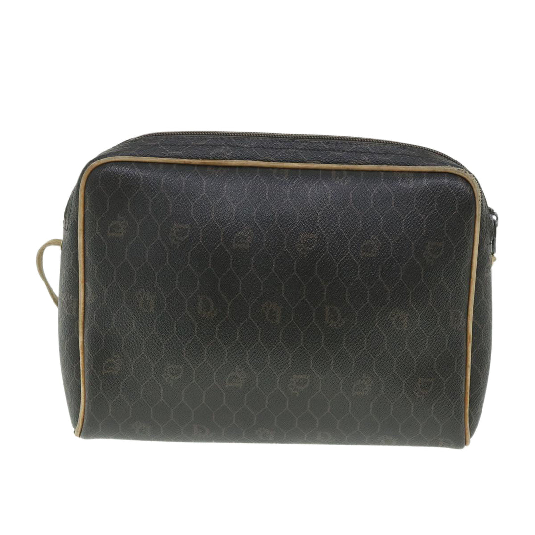CHRISTIAN Top quality Dior Honeycomb Canvas Shoulder Bag PVC Leather Black Auth 56325