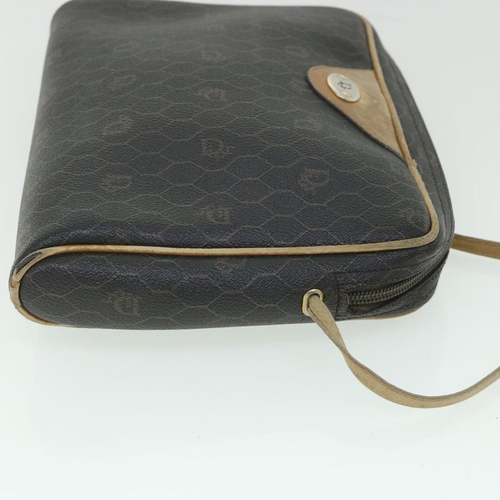CHRISTIAN Top quality Dior Honeycomb Canvas Shoulder Bag PVC Leather Black Auth 56325