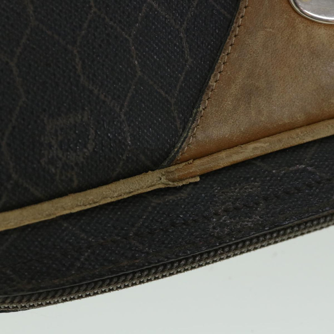 CHRISTIAN Top quality Dior Honeycomb Canvas Shoulder Bag PVC Leather Black Auth 56325
