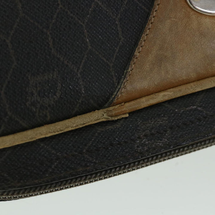 CHRISTIAN Top quality Dior Honeycomb Canvas Shoulder Bag PVC Leather Black Auth 56325