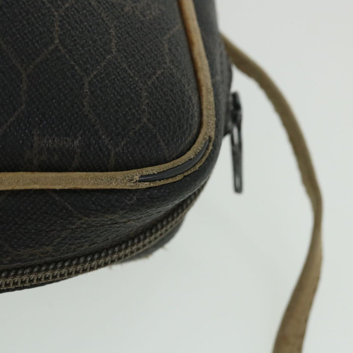 CHRISTIAN Top quality Dior Honeycomb Canvas Shoulder Bag PVC Leather Black Auth 56325