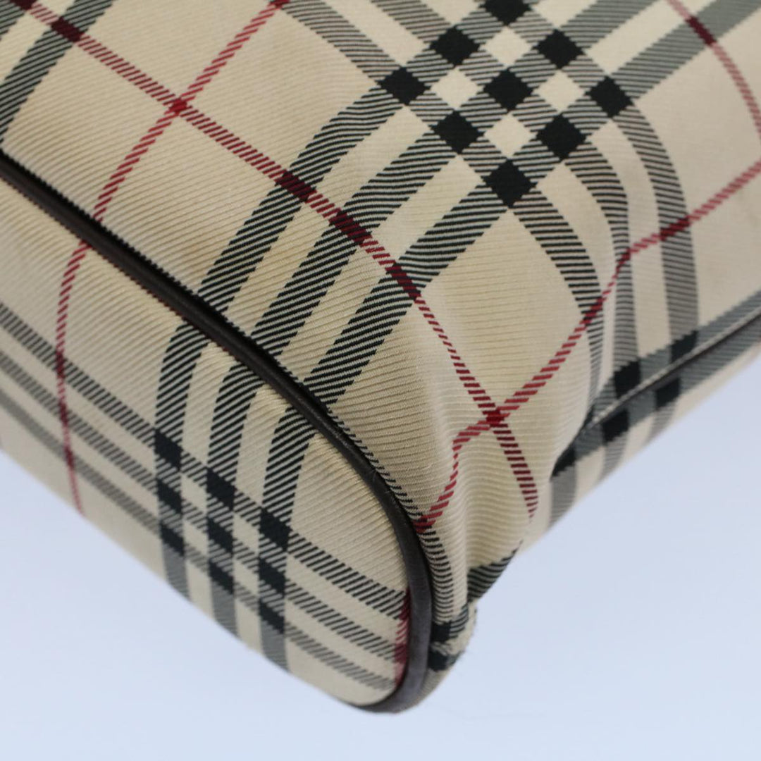 Burberry Nova Check Tote Bag Nylon Canvas Beige Auth 56349