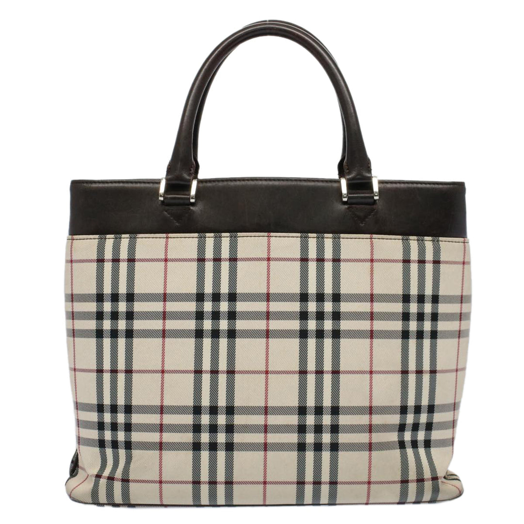 Burberry Nova Check Tote Bag Nylon Canvas Beige Auth 56349