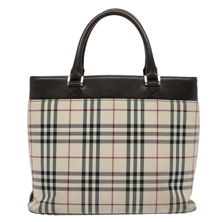 Burberry Nova Check Tote Bag Nylon Canvas Beige Auth 56349