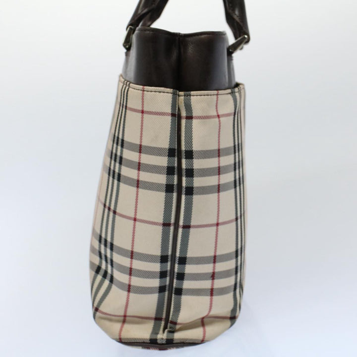 Burberry Nova Check Tote Bag Nylon Canvas Beige Auth 56349