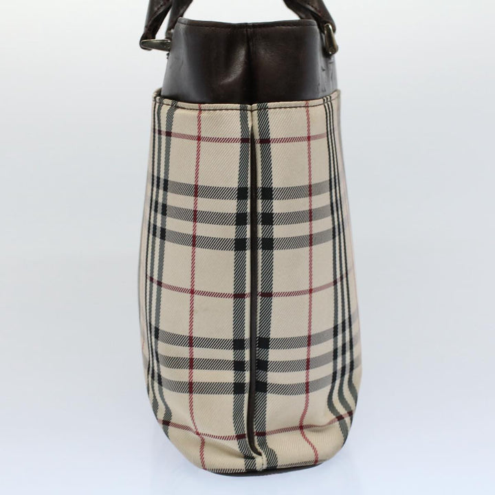 Burberry Nova Check Tote Bag Nylon Canvas Beige Auth 56349