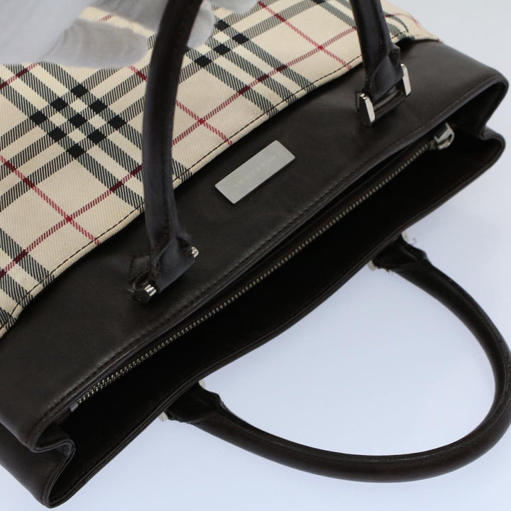 Burberry Nova Check Tote Bag Nylon Canvas Beige Auth 56349