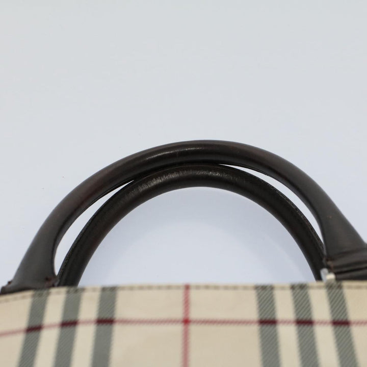 Burberry Nova Check Tote Bag Nylon Canvas Beige Auth 56349