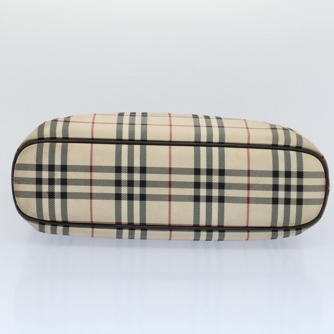 Burberry Nova Check Tote Bag Nylon Canvas Beige Auth 56349