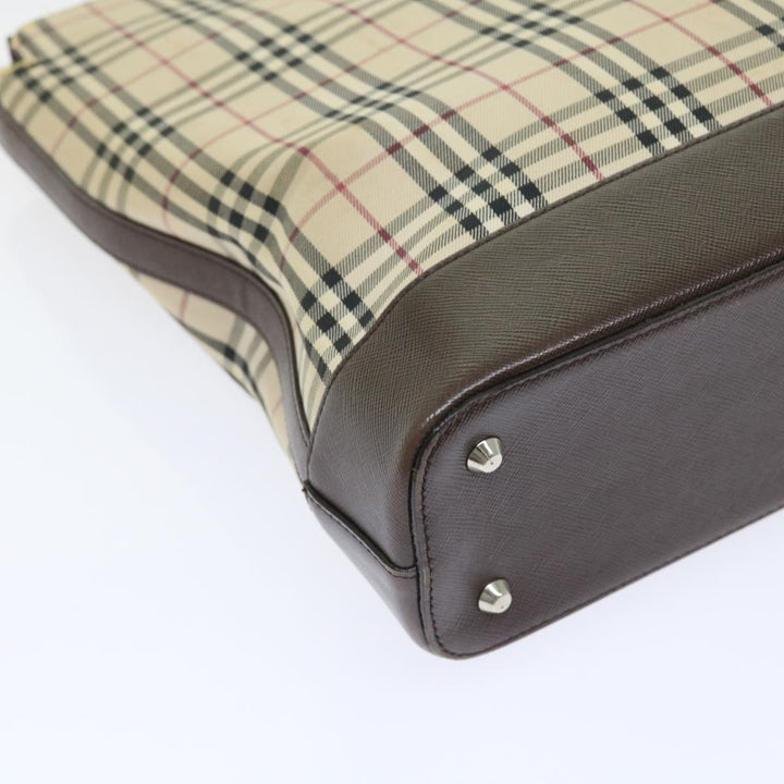 Burberry Nova Check Tote Bag Nylon Canvas Beige Auth 56398