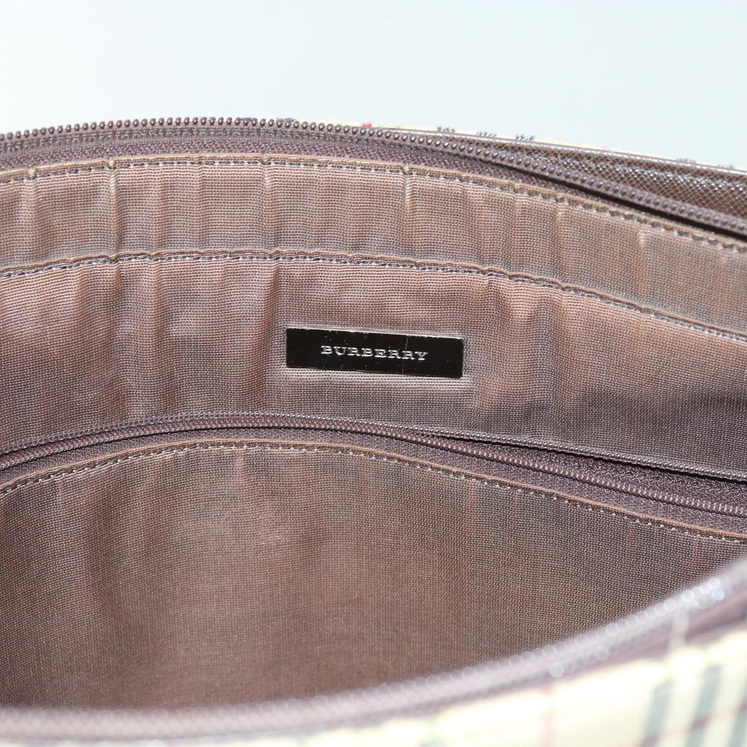 Burberry Nova Check Tote Bag Nylon Canvas Beige Auth 56398