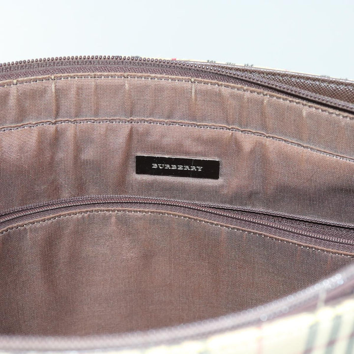 Burberry Nova Check Tote Bag Nylon Canvas Beige Auth 56398